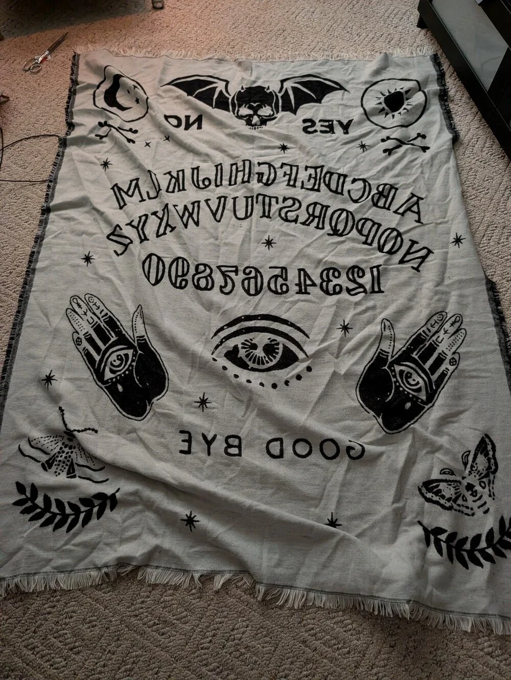Gothic Halloween Ouija Board Spirit Throw Blanket Spooky Night Double Sided